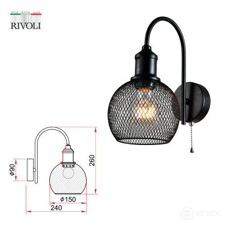 Wall Lamp Rivoli Rebeca 5096-401 Wall Lamp 1 x E27 40W Loft - country with Switch