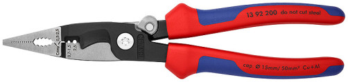 Electrical pliers, 6-in-1, stripping: 0.75 - 1.5 + 2.5 mm2, crimp: 0.5 - 2.5 mm2, L-200 mm, cable cutter, lock, chrome, 1-k handles