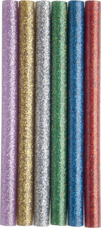 Клей для клеевого пистолета ПРАКТИКА цветные, 6 цветов, металлик, 7 х 100 мм, 12шт / блистер (649-349)