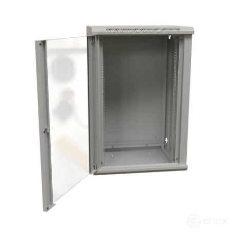 WRline WR-TW-1866-GP-RAL7035 Шкаф настенный 19-дюймовый (19"), 18U, 908x600х600мм, стеклянная дверь, цвет серый (RAL 7035) (разобранный)