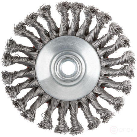 Корщетка-колесо с наклоном, гайка М14, стальная витая проволока 125 мм