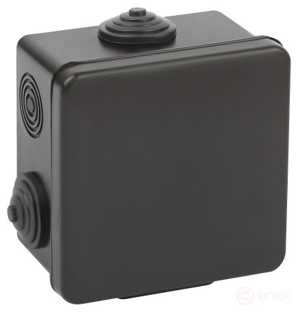 Soldering box ERA KOR-80-80-50- 7g-B open installation black 80x80x50mm with 7 vx hermetic leads. IP54