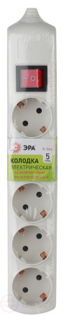 ERA K-5es 5 Sockets with ground connection with switch white