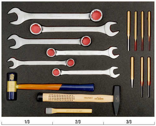 Fit&Go Набор комбинированных ключей + ударный инструмент в ложементе, 16 предметов