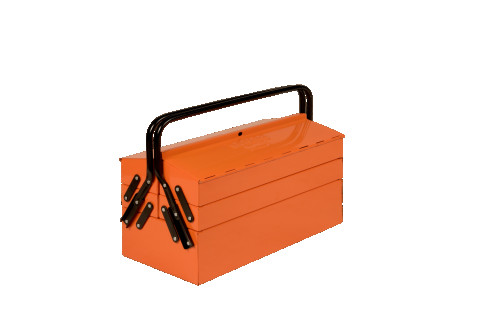 Metal tool box with 3 compartments and lockable 275 mm x 210 mm x 535 mm
