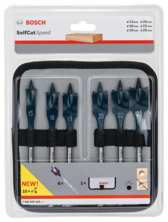 Set of 6 Self Cut Speed Drill Bits 13; 16; 19; 20; 22; 25 mm