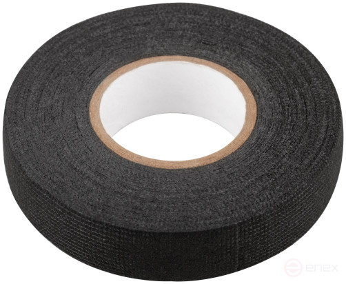 Лента тканевая на флисовой основе (ПЭТ) 19 мм х 0,3 мм х 15 м (черная)