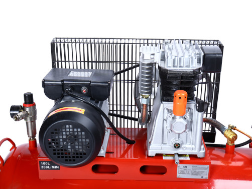 Компрессор пневматический 220В 3.0кВт 8атм. 300л/мин. ресивер-100л поршн. ремен. одноступенчатый GTE