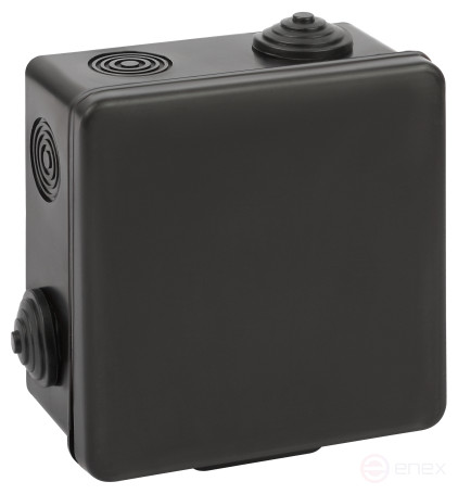 Soldering box ERA KOR-100-100-50- 8g-B open installation black 100x100x50mm with 8 vx hermetic leads. IP54