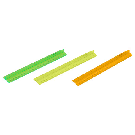 Ruler 20cm STAMM, plastic, with holder, transparent, neon colors, assorted