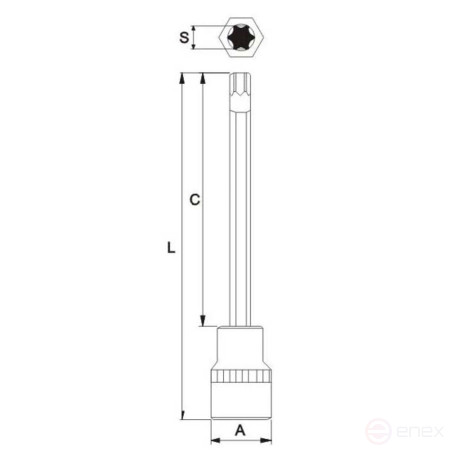 Бита-головка 1/2" TORX T40х200мм длинная JTC
