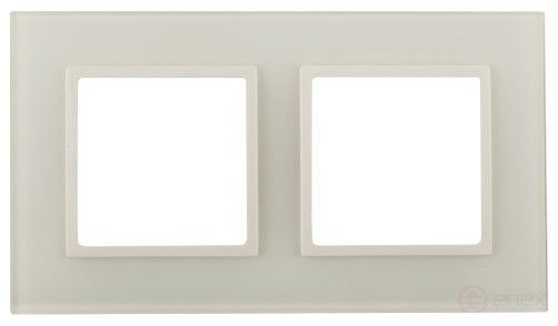Frame for sockets and switches ERA Elegance 14-5102-02 for 2 posts, glass, ivory+plate bone, white base