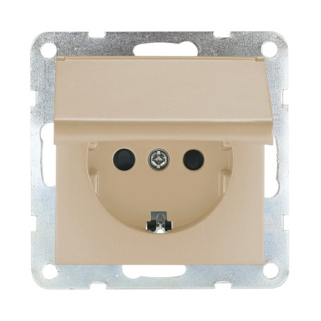 Socket with A/c, blinds and lid (champagne) LK80