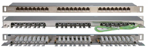 PPHD-19-24-8P8C-C6-SH-110D Патч-панель высокой плотности 19", 0.5U, 24 порта RJ-45, категория 6, Dual IDC, экранированная