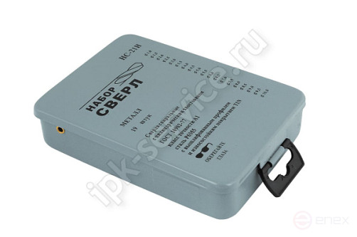 Set of drills for metal HC21I from 1 to 10 step 0.5, 19 pcs. R6M5 TiN