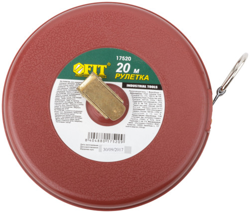 Tape measure, fiberglass tape, red plastic case 20 m