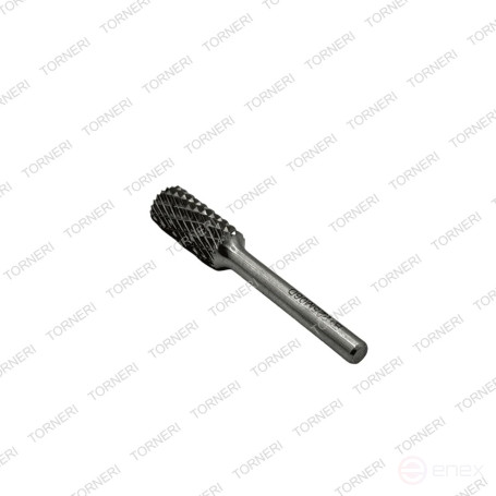Carbide borehole type B122506 (cylindrical), 12.0 mm, shank 6 mm, end tooth, double notch TORNERI T018383