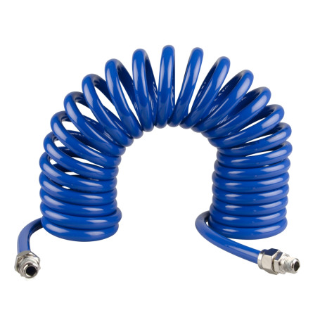 Pneumatic spiral hose 8x12 mm, 15 m, polyurethane, 1/4" thread KING TONY 79953-15