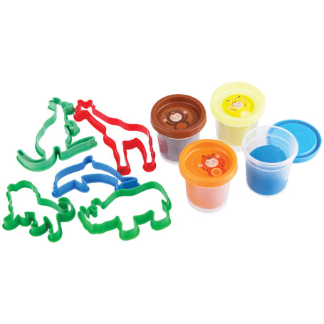Dough for modeling Gamma "Kid. Zoo", 04 colors, 240g, 5 molds, plastic case