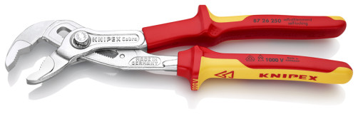 KNIPEX COBRA® клещи переставные с фиксатором, VDE, 50 мм (2"), под ключ 46 мм, L-250 мм, хром, 2-к ручки