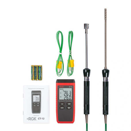 RGK CT-12 Thermometer with TR-10A Air Temperature Probe and TR-10S Surface Probe