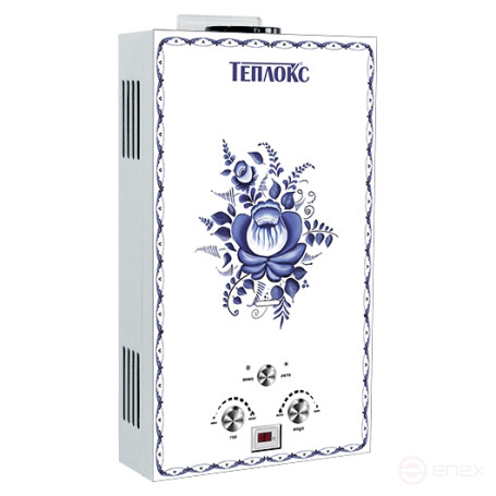 ГПВС-10 (ГПВС-10-ГЖ1), Газовый проточный водонагреватель ТЕПЛОКС, 20 кВт, расход 10 л/мин., со стеклом ПС-Гжель1