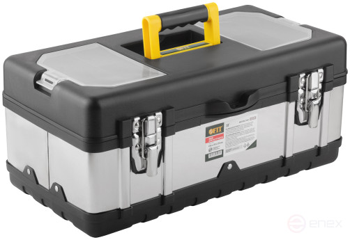 Plastic tool box 18" (450x250x195 mm) stainless steel locks and walls. steel
