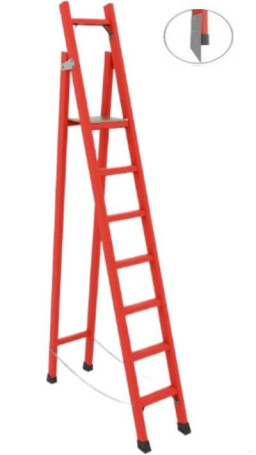 ССС-2,6ТМ диэлектрическая стремянка с симметричной опорой, Телеком, металлические оконцеватели (Мягкий грунт), h=2600мм, h рабочей площадки=1700мм, ступ.7