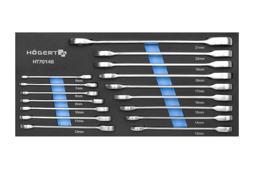 Set of horn-cap wrenches with ratchet 16pcs. HT1R006-HT1R021 HOEGERT