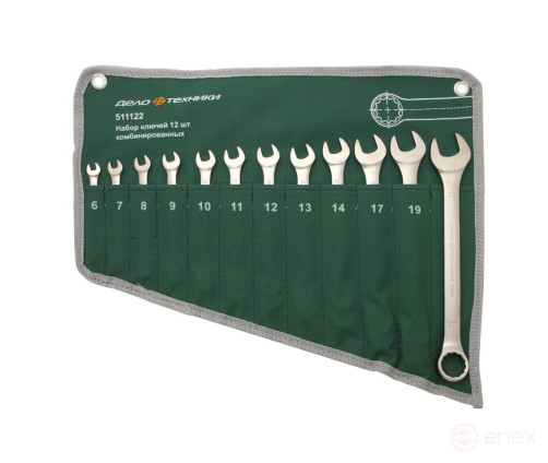 Набор ключей комбинированных 12 шт. (6,7,8,9,10,11,12,13,14,17,19,22 мм) планшет тетрон.