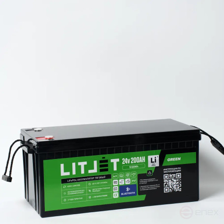 Литиевый аккумулятор тяговый ЛИТДЖЕТ GREEN LiFePO4 24V 200Ah 5120Wh BT IP67 BMS 150A