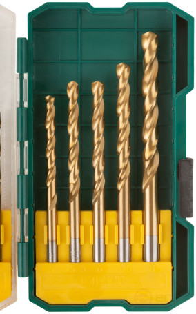 Набор сверл HSS по металлу, титановое покрытие, 13 шт. (1,5-2-2,5-3-3,2-3,5-4-4,5-5-5,5-6-6,5-8 мм)