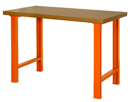 Heavy duty workbench MDF table top with 4 legs orange 1500 x 750 x 1030 mm