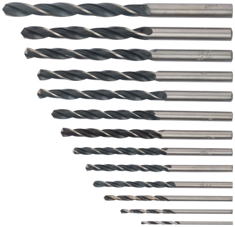 A set of HSS blackened metal drills, 13 pcs. (1,5-2-2,5-3-3,2-3,5-4-4,5-4,8-5-5,5-6-6,5 mm)