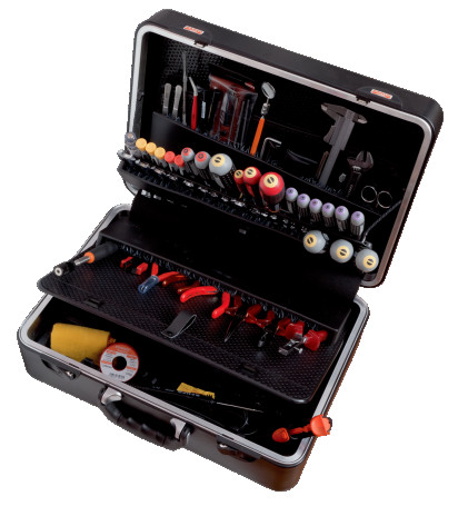 A set of general-purpose tools in a suitcase, 109 items