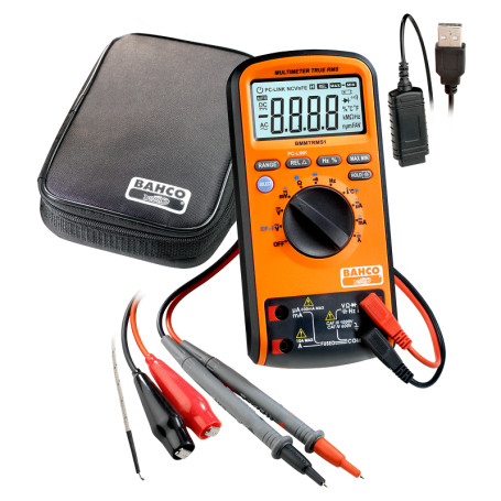 Digital multimeter, automatic range selection, true RMS value of 1000 V, with a port for connecting to a PC