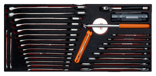 Fit&Go Set of combination keys + knife + adjustable wrench in the base, 28 items