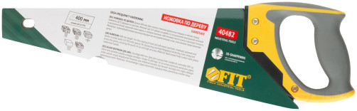 Ножовка по дереву, мелкий каленый зуб 12 ТPI, 3D заточка, 3К пласт.прорезиненная ручка, Профи 400 мм