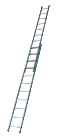 The ladder is aluminum 2-section universal 9 steps. (2x9) Standard