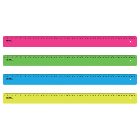 Ruler 50cm STAMM, plastic, opaque, neon colors, assorted
