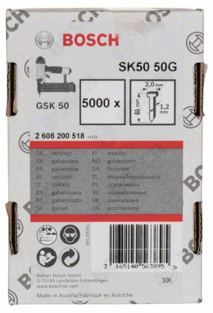 Countersunk head pin SK50 50G 1.2 mm, 50 mm, digitized.