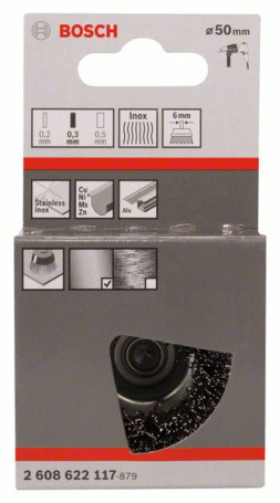 Cup brush with stainless steel wavy wire, 50x0.3 mm 50 mm, 0.3 mm