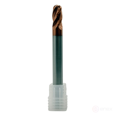 Spherical carbide milling cutter c/x f 10x20x100 mm z=4 on steel, coated with TiXCo, HRC 55 TORNERI T026308
