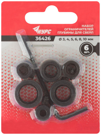 Drill stoppers, set of 6 pcs. (3, 4, 5, 6, 8, 10 mm)