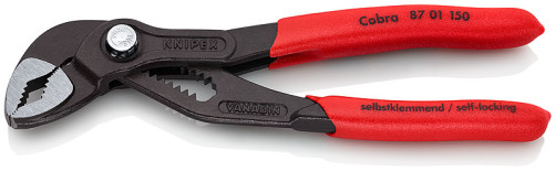 KNIPEX COBRA® клещи переставные с фиксатором, 32 мм (1 1/4"), под ключ 30 мм, L-150 мм, серые, 1-к ручки