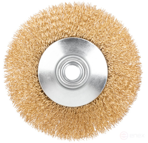 Щетка для УШМ, М14, тип "Тарелка", латунированная витая проволока 0,3 мм, 115 мм, CUTOP Profi