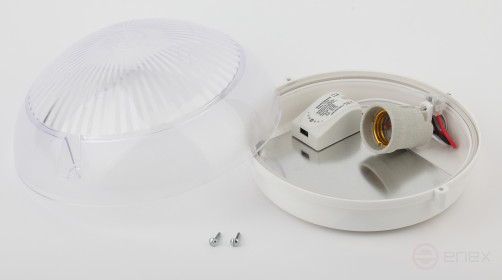 Светильник ЭРА НБП 06-60-101 с фото-шумовым датчиком Сириус IP54 E27 max 60Вт D220 круг призма акустический