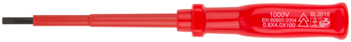 Insulated screwdriver 1000 V, CrV steel, plastic handle 4x100 mm SL