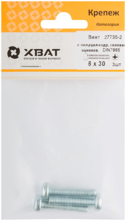 A semi-cylindrical screw. a head with a full thread of pins. DIN 7985 6x30 3 pcs.(packing)