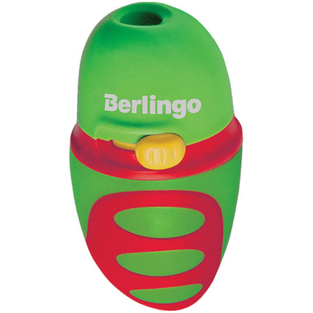 Plastic sharpener Berlingo "Riddle" 1 hole, container, with a pencil sharpening regulator, assorted